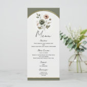 ほこりっぽいオリーブピンク&金ゴールド水彩フローラメニュー メニュー (スタンド正面)