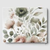 ほこりっぽいオリーブ&ピンクウォーターカラー結婚フローラ ゲストブック (裏面)