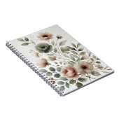 ほこりっぽいオリーブ&ピンクウォーターカラー結婚フローラ ノートブック (右側)