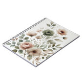 ほこりっぽいオリーブ&ピンクウォーターカラー結婚フローラ ノートブック (左側)