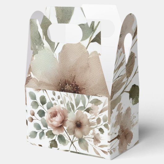 ほこりっぽいオリーブ&ピンクウォーターカラー結婚フローラ フェイバーボックス (オープン)