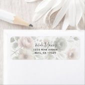 ほこりっぽいオリーブ&ピンクウォーターカラー結婚フローラ ラベル (インサイチュ)