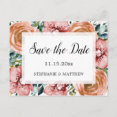 ほこりっぽいオレンジのバラ蘭の結婚式の日付を保存 案内ポストカード (正面)
