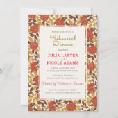 ほこりっぽいオレンジ牡丹フラワーズ秋リハーサルディナー 招待状 (正面)