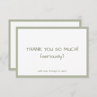 ほこりっぽいカジュアル緑の手ミニマル跡 サンキューカード