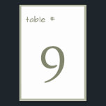 ほこりっぽいカジュアル緑の手ミニマル跡 テーブルナンバー<br><div class="desc">ほこりっぽいカジュアル緑のミニマル手書きテーブル番号</div>