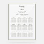 ほこりっぽいカジュアル緑の手書き座席表 アクリルサイン (正面)