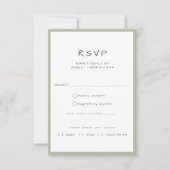 ほこりっぽいカジュアル緑の手書き食事の選択 出欠カード (正面)