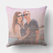 ほこりっぽいカスタムピンクグリーンの写真結婚写真 クッション (裏面)