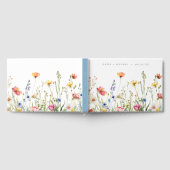 ほこりっぽいカラフル青素朴野結婚花の ゲストブック (全面)