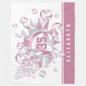 ほこりっぽいガーリーバラグレーのバレーボールとスター フリースブランケット (正面)