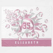 ほこりっぽいガーリーバラグレーのバレーボールとスター フリースブランケット (正面(横))