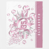 ほこりっぽいガーリーバラホワイトバレーボールとスター フリースブランケット (正面)