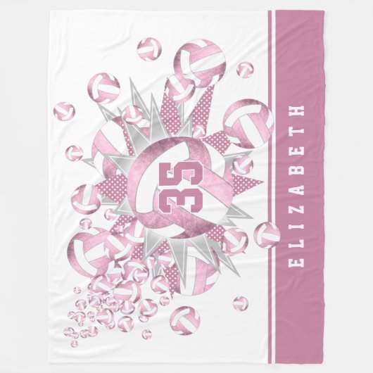 ほこりっぽいガーリーバラホワイトバレーボールとスター フリースブランケット (正面)