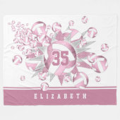 ほこりっぽいガーリーバラホワイトバレーボールとスター フリースブランケット (正面(横))