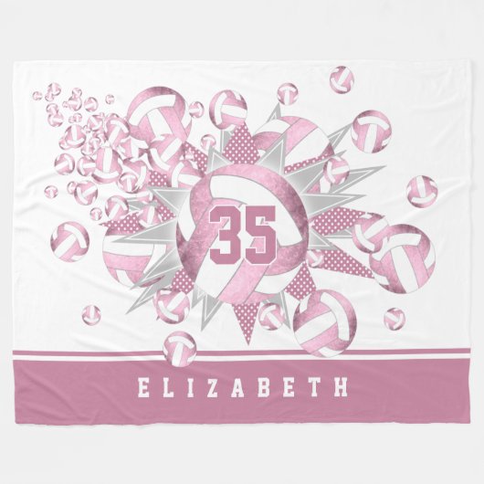 ほこりっぽいガーリーバラホワイトバレーボールとスター フリースブランケット (正面(横))