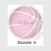 ほこりっぽいガーリーピンクバスケットボールの女の子の名前 シール (シート)