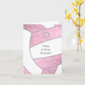 ほこりっぽいガーリーピンクバレーボール誕生日任意の大事な行事 カード (黄色い花)