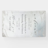 ほこりっぽいグラデーションブルーの曇り銀の結婚歓迎 横断幕 (横)