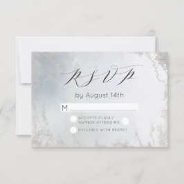 ほこりっぽいグラデーションブルーフロステッドシルバーフォイルシック結婚ズ 出欠カード