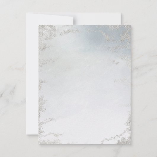 ほこりっぽいグラデーションブルーフロステッドシルバー婚約パーティ 招待状 (裏面)
