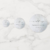 ほこりっぽいグラデーション青い曇り銀のモノグラム コンフェッティ (正面)