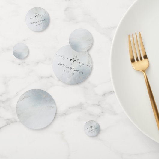 ほこりっぽいグラデーション青い曇り銀のモノグラム コンフェッティ (グループ)