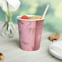 ほこりっぽいグランジピンクのこうもりネコのストライプハロウィーン