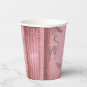 ほこりっぽいグランジピンクのこうもりネコのストライプハロウィーン 紙コップ (右)
