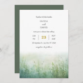 ほこりっぽいグリーンアンダーウォーターフィッシュシーガースビーチ結婚式 招待状 (正面/裏面)