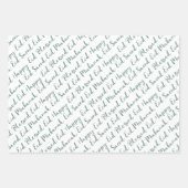 ほこりっぽいグリーンイード書道真字パターンデザイン ラッピングペーパーシート (正面2)