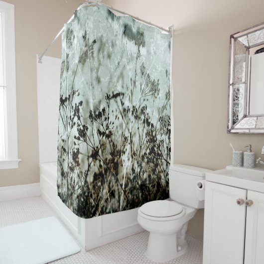 ほこりっぽいグリーンダークブラウン植物性クイーンアンフローラ シャワーカーテン (インサイチュ)