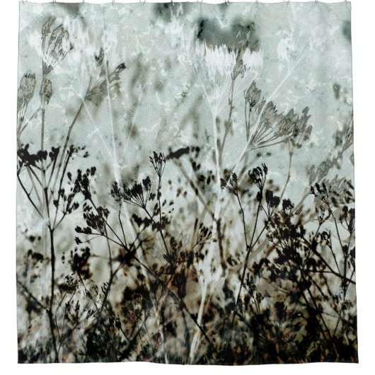 ほこりっぽいグリーンダークブラウン植物性クイーンアンフローラ シャワーカーテン (正面)