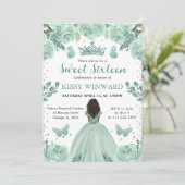 ほこりっぽいグリーンドレスダークスキンプリンセススウィート16 招待状 (スタンド正面)
