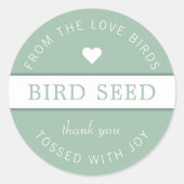 ほこりっぽいグリーンバードシードトス結婚式の引き出物 ラウンドシール (正面)