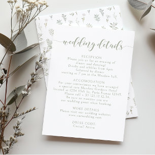 ほこりっぽいグリーンフローラ庭園の結婚式詳細カード エンクロージャーカード