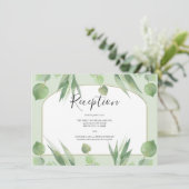 ほこりっぽいグリーンユーカリプトゥスボホアーチウェディングレセプション エンクロージャーカード (スタンド正面)