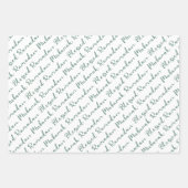 ほこりっぽいグリーンラマダン書道マスキッド模様 ラッピングペーパーシート (正面2)