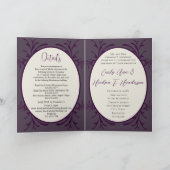 ほこりっぽいグレープパープルヴィンテージ花写真2重 招待状 (内部)