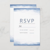 ほこりっぽいコーンフラワーブルーウォーターカラーウェディングRSVP 出欠カード (正面/裏面)