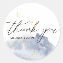 ほこりっぽいゴールドと青のモノグラムの「ありがとう」