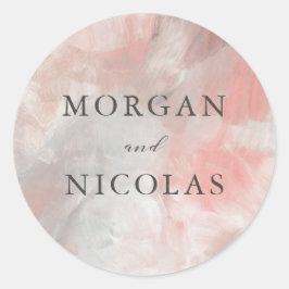 ほこりっぽいサンゴ抽象芸術ブラシの花嫁と花婿 ラウンドシール