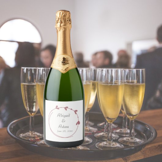 ほこりっぽいシンプルバラハート結婚リース スパークリングワインラベル