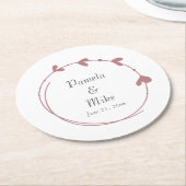 ほこりっぽいシンプルバラハート結婚リース ペーパーコースター (アングル)