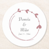 ほこりっぽいシンプルバラハート結婚リース ペーパーコースター (正面)