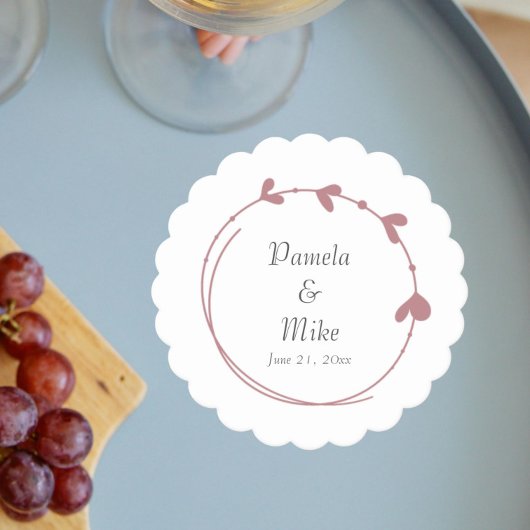 ほこりっぽいシンプルバラハート結婚リース ペーパーコースター