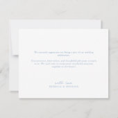 ほこりっぽいシンプルブルーの手描きボ結婚タニカル サンキューカード (裏面)