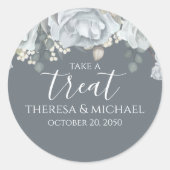 ほこりっぽいスタイリッシュ青いフローラが書を楽しむ ラウンドシール (正面)