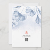 ほこりっぽいスタイリッシュ青フローラウォーター結婚カラー 招待状 (裏面)