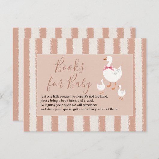 ほこりっぽいストライプのピンクの小さなガチョウのベビー ポストカード (正面/裏面)